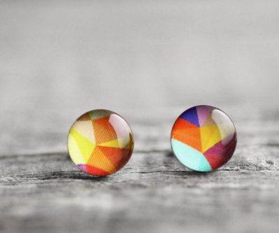 Színes geometrikus nemesacél fülbevalók