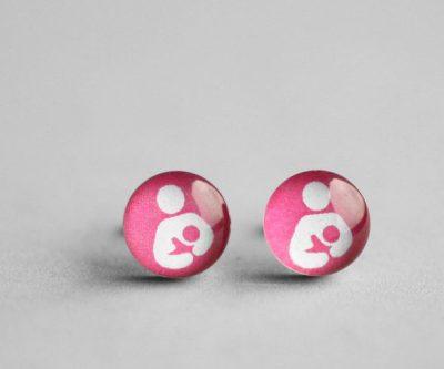 Szoptatás szimbólum nemesacél pötty fülbevalók (pink)