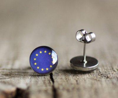 EU zászló nemesacél pötty fülbevalók