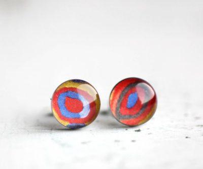 Kandinsky Körök nemesacél pötty fülbevaló (piros-kék)