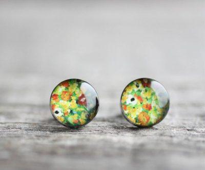 Klimt virágai nemesacél pötty fülbevalók