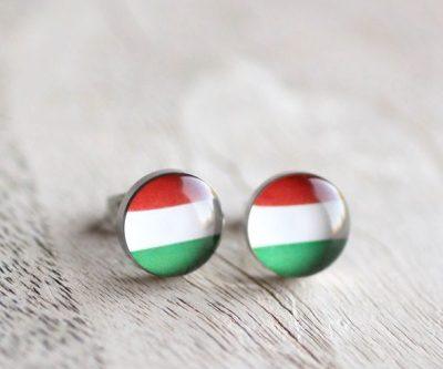 Magyar zászló nemesacél pötty fülbevaló