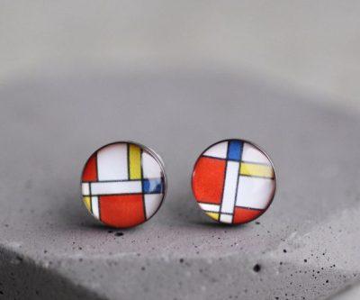 Mondrian nemesacél pötty fülbevalók