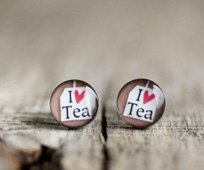 Fekete tea nemesacél beszúrós fülbevalók