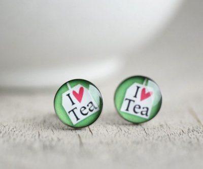 Zöld tea nemesacél beszúrós fülbevalók