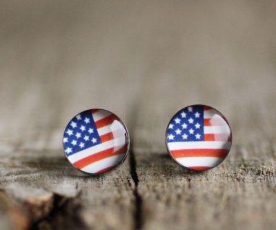 Amerikai zászló nemesacél pötty fülbevaló