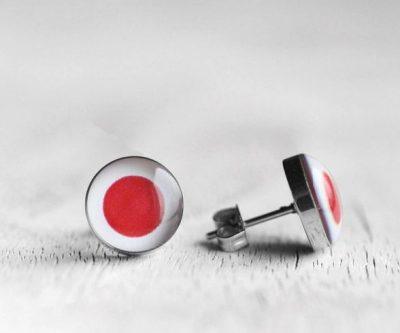 Japán zászló nemesacél fülbevalók - Övcsatbolt