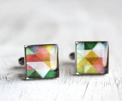 Színes geometrikus mandzsettagombok - Övcsatbolt