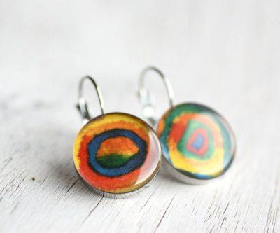 Kandinsky körök nemesacél függő fülbevaló - Övcsatbolt