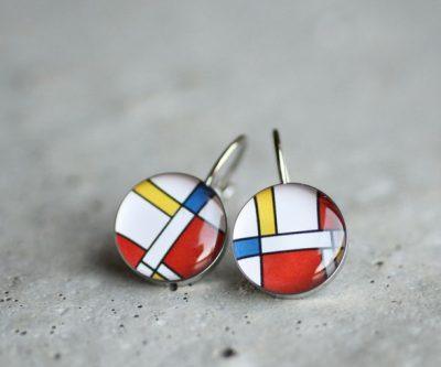 Mondrian nemesacél függő fülbevalók - Övcsatbolt